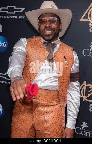 Nashville, Stati Uniti. 15 agosto 2025. Major, nell'area stampa durante il 40° Annual Stellar Awards al National Museum of African American Music il 15 agosto 2025 a Nashville, Tennessee. (Foto di Mike Ware/Sipa USA) credito: SIPA USA/Alamy Live News Foto Stock