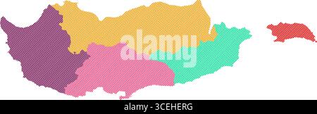 Illustrazione della mappa ombreggiata di Cipro – Cartografia vettoriale realistica per poster, presentazioni e progetti educativi Illustrazione Vettoriale