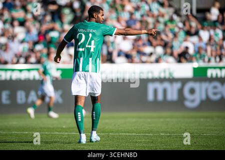 Viborg, Danimarca. 17 agosto 2025. Daniel Anyembe (24) del Viborg FF visto durante il 3F Superliga match tra Viborg FF e Silkeborg IF all'Energi Viborg Arena di Viborg. Credito: Gonzales Photo/Alamy Live News Foto Stock