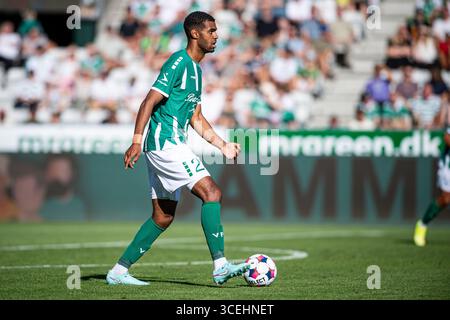 Viborg, Danimarca. 17 agosto 2025. Daniel Anyembe (24) del Viborg FF visto durante il 3F Superliga match tra Viborg FF e Silkeborg IF all'Energi Viborg Arena di Viborg. Credito: Gonzales Photo/Alamy Live News Foto Stock