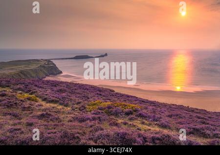 Rhossili Bay sunset Foto Stock