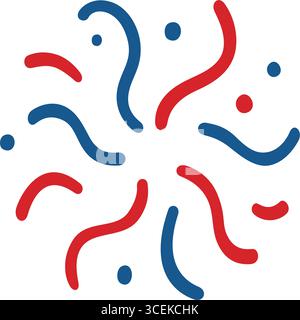 Fuochi d'artificio astratti. Esplosione rossa e blu su sfondo bianco Illustrazione Vettoriale