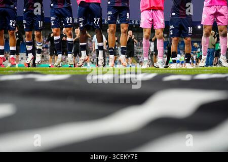 Odense, Danimarca. 18 agosto 2025. 3F Superliga-kampen mellem OB og AGF Paa Nature Energy Park i Odense mandag den 18. agosto 2025. Crediti: Ritzau/Alamy Live News Foto Stock