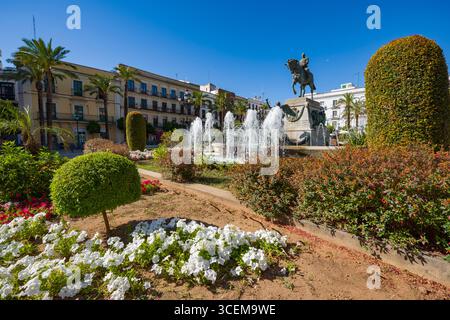 Statua di Miguel Primo de Rivera, Plaza del Arenal, Jerez de la Frontera, Cadice, Andalusia, Spagna Foto Stock