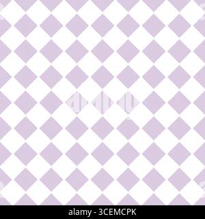 Motivo a quadri con arlecchino viola. Stampa geometrica di tovaglie a quadri di colore pastello. Divertente sfondo a scacchi per il design della casa tessile. Illustrazione Vettoriale