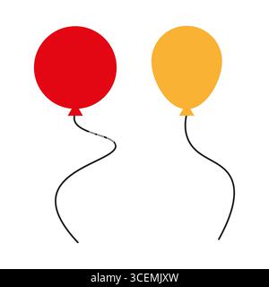 Icona della festa del palloncino. Regalo rosso arancione. Festa di compleanno Vector. Elemento natalizio. Illustrazione Vettoriale