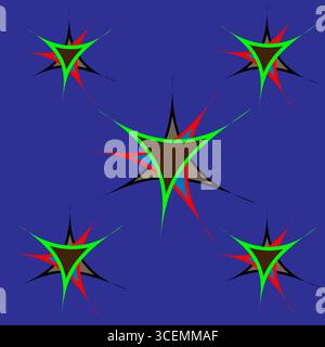 Schema astratto a stella. Illustrazione a raffica colorata. Design geometrico. Simbolo dinamico vettoriale. Illustrazione Vettoriale