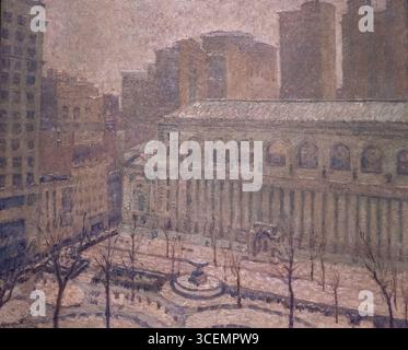 Dipinto del retro della New York Public Library di George Biddle, NY Public Library Archives Foto Stock