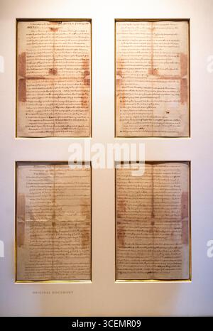 La copia manoscritta di Thomas Jefferson della dichiarazione di indipendenza, archivi pubblici di New York Foto Stock