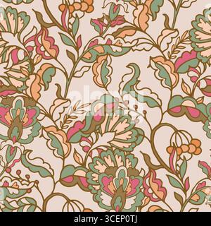 Esotici fiori da giardino sullo sfondo beige Illustrazione Vettoriale