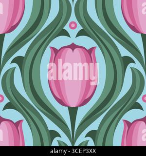 Ripetizione tulipani senza cuciture con lamelle Illustrazione Vettoriale