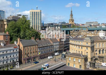 Vista dell'area di Sandhill dal ponte di alto livello, Newcastle upon Tyne, Tyne and Wear, Inghilterra, Regno Unito Foto Stock