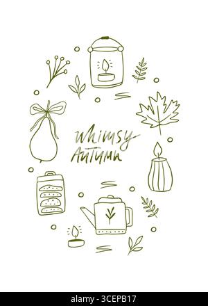 Un'accogliente illustrazione autunnale disegnata a mano Illustrazione Vettoriale