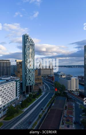 Fotografia aerea dei grattacieli di Liverpool One Foto Stock