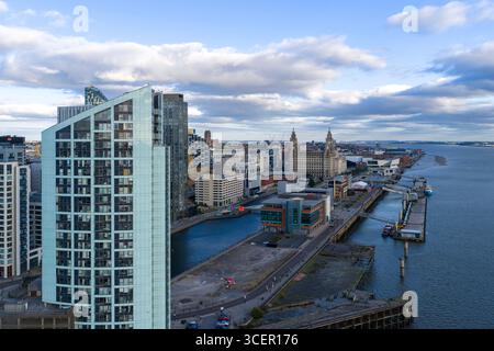 Fotografia aerea di Liverpool One Docks Foto Stock