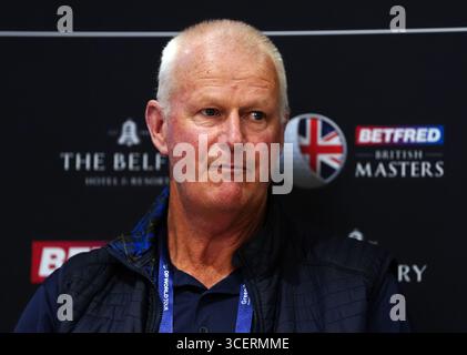 Sandy Lyle durante una conferenza stampa in vista della partita del 40° anniversario al Belfry Golf and Resort Hotel di Sutton Coldfield, davanti al Betfred British Masters 2025 che inizia giovedì. Data foto: Martedì 19 agosto 2025. Foto Stock