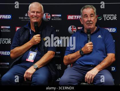 Sandy Lyle e Sam Torrance durante una conferenza stampa in vista della partita del 40° anniversario al Belfry Golf and Resort Hotel di Sutton Coldfield, davanti al Betfred British Masters 2025 che inizia giovedì. Data foto: Martedì 19 agosto 2025. Foto Stock