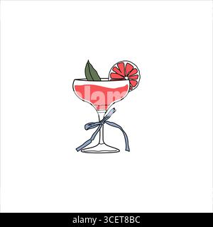 Cocktail tropicale con frutta. Cocktail estivo. Illustrazione vettoriale del cocktail estivo. Vacanze al mare, vacanze estive, feste, caffè-bar, attività ricreative Illustrazione Vettoriale