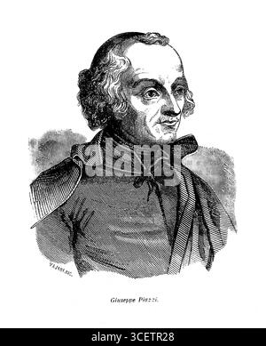 1820 c, ITALIA : il celebre sacerdote e astronomo italiano GIUSEPPE PIAZZI ( 1746 - 1826 ). Scoperta di Cerere ( Cerere , il pianeta nano ) nel 1801 . Ritratto inciso da VAJANI nel 1859. - SCIENZA - ritratto - prete - sacerdote - scienziato - SCIENZA - SCIENZA - SCIENZIATO- STORIA - foto storiche - ASTRONOMIA - ASTRONOMIA - ASTRONOMO - ASTRONOMO - illustrazione - illustrazione - incisione - RELIGIONE CATTOLICA - RELIGIONE CATTOLICA - prete - sacerdote -- ARCHIVIO GBB Foto Stock