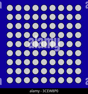 Schema a griglia punti. Sfondo con cerchi grigi. Vettore di forme geometriche. Illustrazione su sfondo blu. Illustrazione Vettoriale