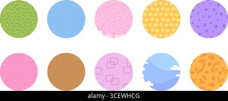 Set di colori kawaii che coprono gli sfondi con motivi astratti vettoriali Illustrazione Vettoriale