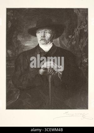 Henry Wolf, Bismarck dopo Franz von Lenbach, 1895. Incisione di legno su carta. Foto Stock