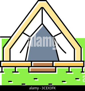 illustrazione vettoriale dell'icona del colore del fitness sostenibile del rifugio all'aperto della tenda Illustrazione Vettoriale
