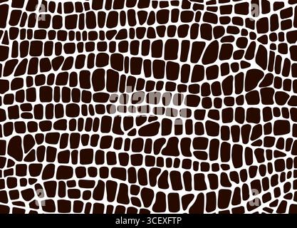Pelle di coccodrillo motivo senza cuciture per sfondo serpente o drago, texture vettoriale. Motivo rettile di coccodrillo o animale lucertola con macchie astratte di pitone serpente, alligatore o cuoio cobra Illustrazione Vettoriale