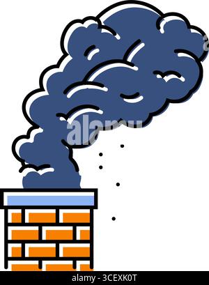 illustrazione vettoriale dell'icona del colore del fumo emessa dal camino domestico Illustrazione Vettoriale