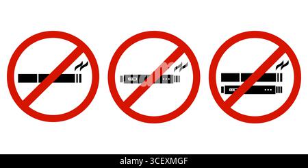 Set di icone per non fumare e non svapare. Illustrazione vettoriale. Illustrazione Vettoriale