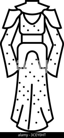 illustrazione vettoriale dell'icona della linea del pezzo ispirata all'armatura chainmail Illustrazione Vettoriale