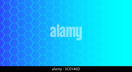 Motivo esagonale blu e ciano con sfondo geometrico gradiente Illustrazione Vettoriale