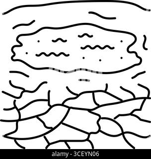 illustrazione vettoriale dell'icona della sorgente di acqua sporca in orizzontale asciutto Illustrazione Vettoriale