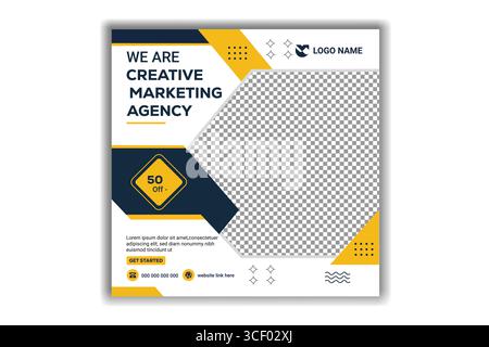 Creative Digital Marketing Agency Web Banner e Social Media Post Template Design vettoriale Illustrazione Vettoriale
