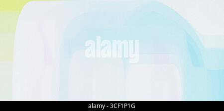 Sfondo pastello minimale con morbidi archi in vetro, tonalità blu e bianche, sfumatura ariosa e sottile effetto rumore. Banner lungo Foto Stock
