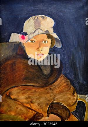 Francia, Parigi, Museo di Arte moderna di Parigi (MAM), mostra Matisse e Margherita, ritratto di Mademoiselle Matisse, Nizza 1918, Museo Ohara di AR Foto Stock