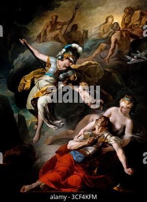 Joseph-Benoît Suvée. 1743-1807 la battaglia di Minerva da marzo. 1771 Francia francese , Museo Lille Francia. ("la battaglia di Minerva" si riferisce più comunemente al combattimento mitologico tra la dea romana Minerva e il dio Marte, raffigurato in arte come il dipinto di Jacques-Louis David "il combattimento di Marte e Minerva", dove Minerva sconfigge il dio della guerra durante la guerra di Troia.) Artista: Joseph-Benoît Suvée (1743–1807) Foto Stock