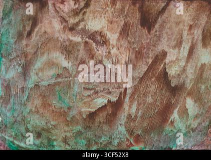 Pittura encaustica dipinta con un ferro per pittura con un effetto testurizzato in toni violetti Foto Stock