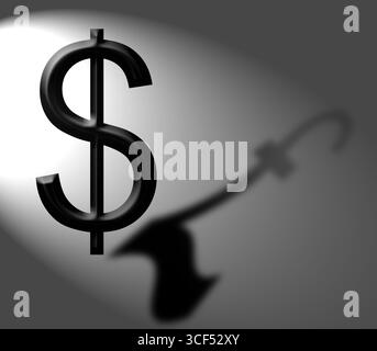 Dollaro Usa il simbolo di valuta la colata di una Inghilterra Pound simbolo di valuta ombra Foto Stock