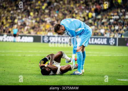 Istanbul, Turchia. 20 agosto 2025. Anatoliy Trubin del Benfica visto in azione durante la partita di playoff della UEFA Champions League tra Fenerbahce e Benfica allo stadio Chobani. Punteggio finale Fenerbahce 0 : 0 Benfica (foto di Yagiz Gurtug/SOPA Images/Sipa USA) credito: SIPA USA/Alamy Live News Foto Stock
