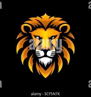 Il logo della testa di leone è un'immagine potente e iconica che può essere utilizzata per rappresentare una varietà di concetti, tra cui forza, leadership e royalty. Illustrazione Vettoriale