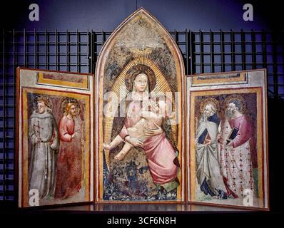 Madonna del latte con S. Francesco, S.. Jacopo.S. Antonio Abate e S. Bartolomeo - -affresco staccato - bottega di Antonio viti - ultimo quarto del XIV Foto Stock