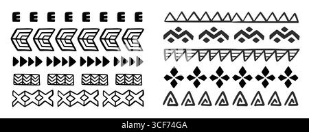 Set di linee geometriche per divisori tribali hawaiani Illustrazione Vettoriale