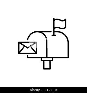 Icona casella postale, icona stile linea illustrazione vettoriale, adatta per sito Web, app mobile, stampa, presentazione, infografica e qualsiasi altro progetto. Illustrazione Vettoriale