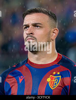 Basilea, Svizzera. 20 agosto 2025. Basilea, Svizzera, 20 agosto 2025 Xherdan Shaqiri (10 FC Basilea 1893) durante la partita Play-off di UEFA Champions League tra FC Basilea 1893 e F.C. Copenhagen al St. Jakob Park di Basilea, Svizzera. (Priscila Bütler/SPP) credito: SPP Sport Press Photo. /Alamy Live News Foto Stock