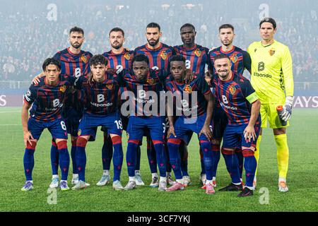 Basilea, Svizzera. 20 agosto 2025. Basilea, Svizzera, 20 agosto 2025 FC Basilea 1893 giocatori durante la partita Play-off di UEFA Champions League tra FC Basilea 1893 e F.C. Copenhagen al St. Jakob Park di Basilea, Svizzera. (Priscila Bütler/SPP) credito: SPP Sport Press Photo. /Alamy Live News Foto Stock