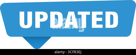aggiornamento del segnale blu isolato sullo sfondo del trapianto. adesivo aggiornato Illustrazione Vettoriale