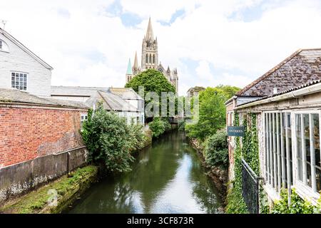 Cattedrale di Truro, cattedrale, cattedrale di Truro, Inghilterra, Regno Unito, una spettacolare vista sul fiume Truro, vista sul fiume della splendida cattedrale di Truro, Cornovaglia, fiume Foto Stock