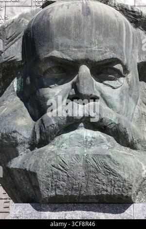 Karl Marx Monument Chemnitz, uno dei più grandi busti ritratti del mondo, Chemnitz, Sassonia, Germania Foto Stock