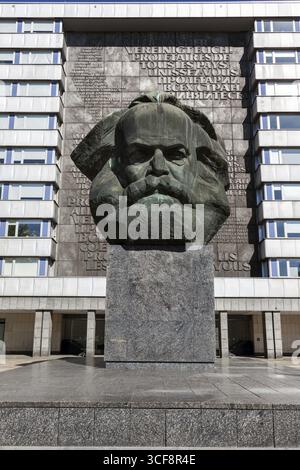 Karl Marx Monument Chemnitz, uno dei più grandi busti ritratti del mondo, Chemnitz, Sassonia, Germania Foto Stock